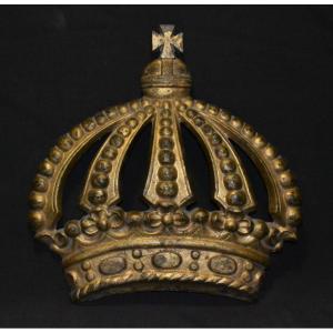 Facade Crown In Cast Bronze, Gilded With Leaf. Europe 19th Century Or Before.