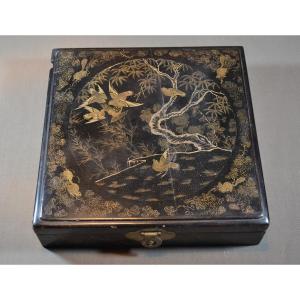 Black Lacquer Box Finely Incised With Gilded Motifs,ch'iang Chin. China Or Ryukyu 18th Century