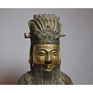 Dignitaire En Bronze Doré.dynastie Ming. Chine 17°siècle Ou Avant.