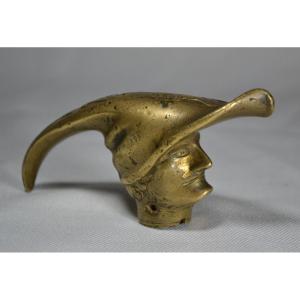 Gilt Bronze Cane Knob Minstrel Head. Probably Northern Europe 18th Century.