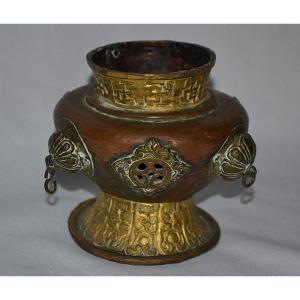 Gilded Copper Censer. Tibet 19th Century Or Earlier.