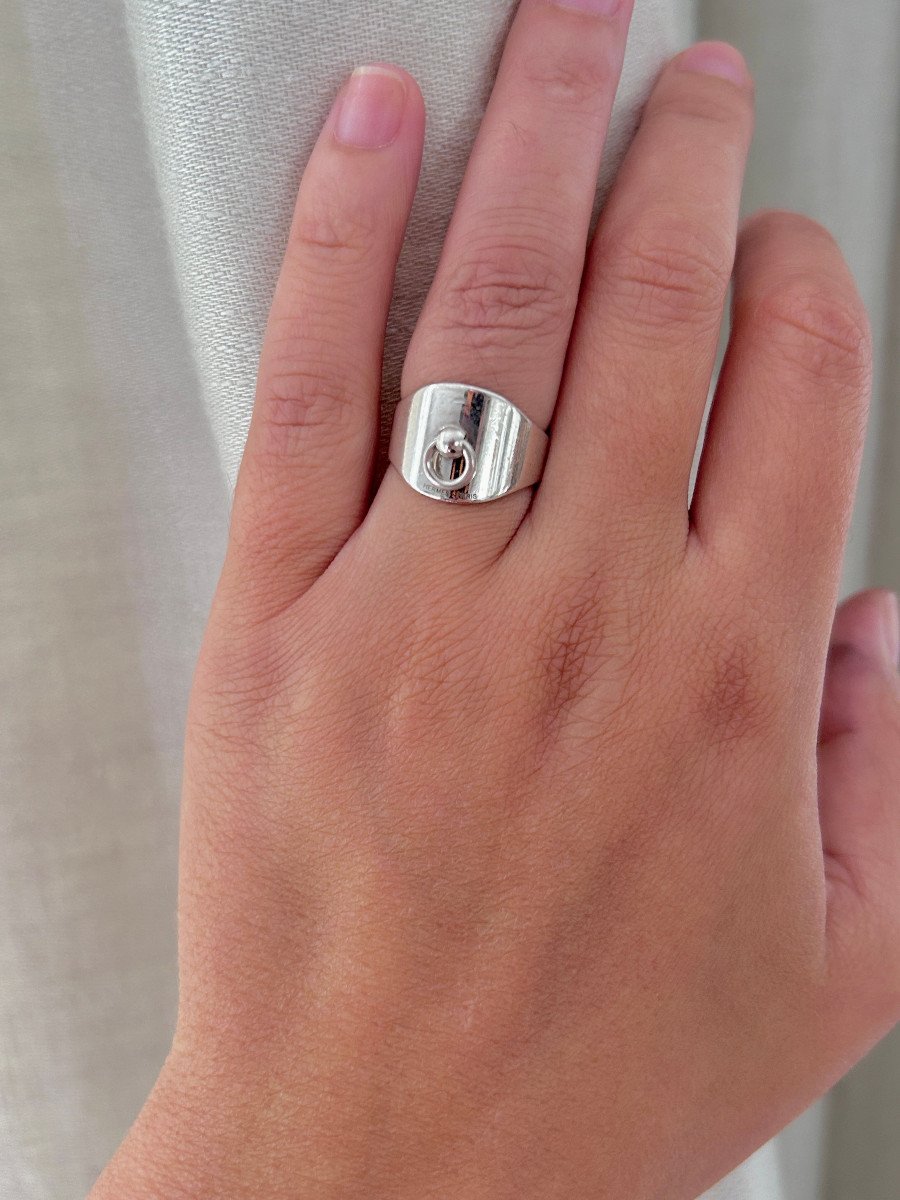 Bague Bandeau Hermès  Ornée d'Une Boucle En Argent-photo-2