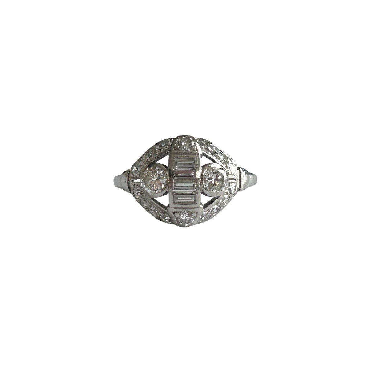 Bague Art Déco En Platine Et Diamants , Circa 1930-photo-4