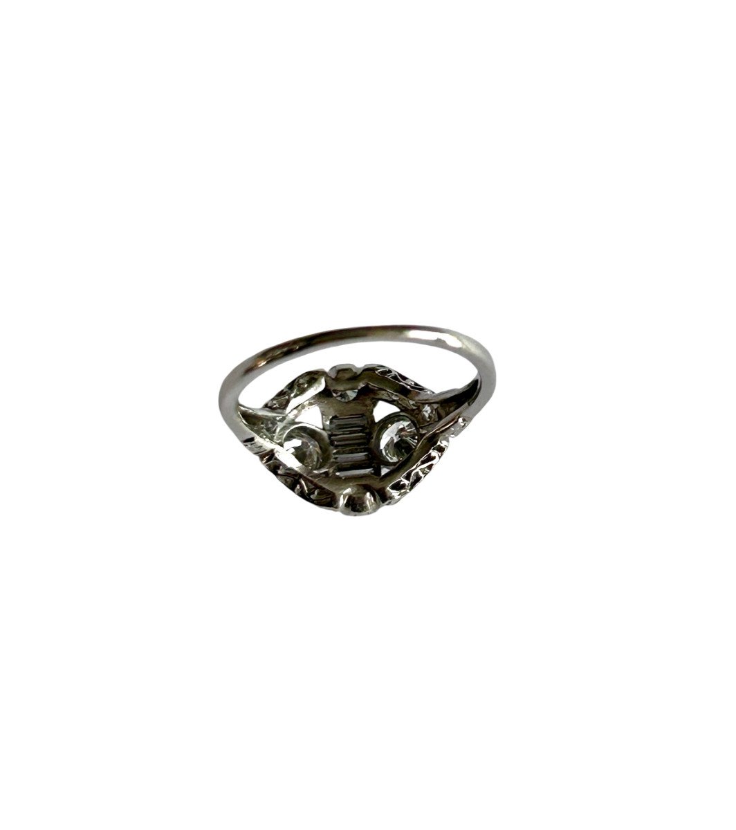 Bague Art Déco En Platine Et Diamants , Circa 1930-photo-1