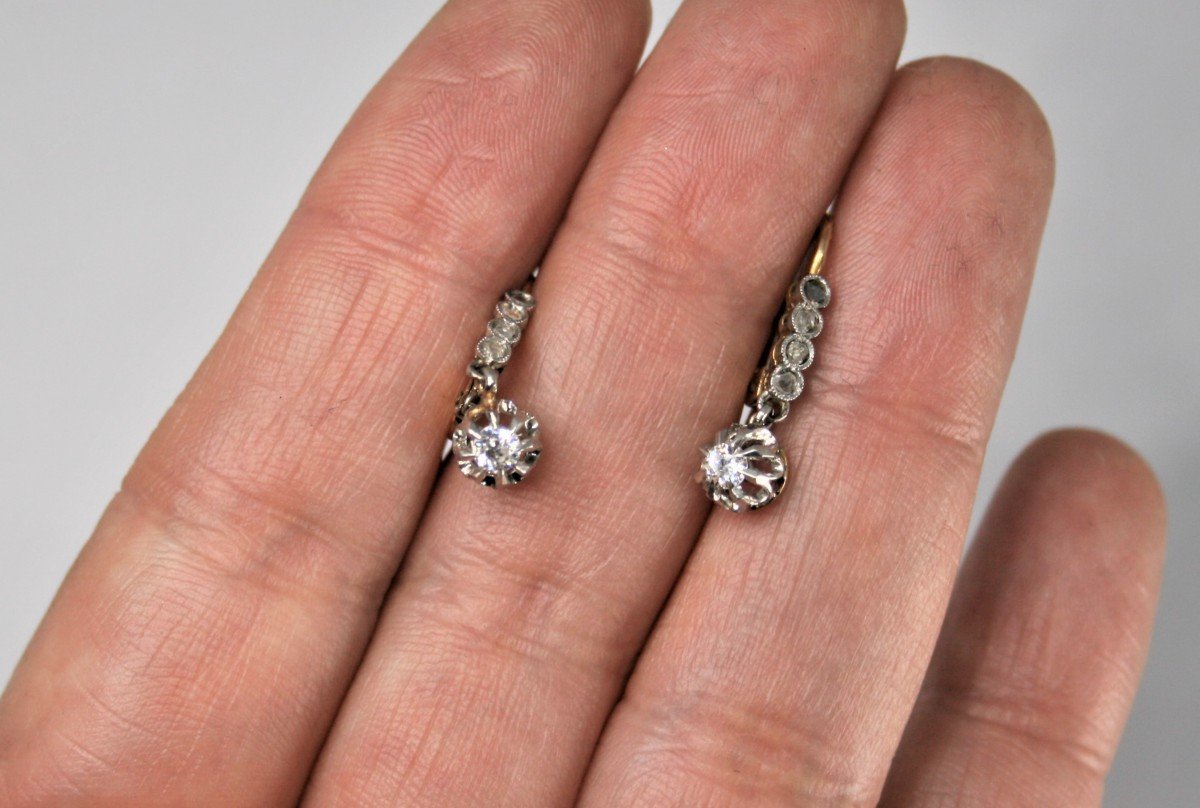 Antique Dormeuses Diamond Earrings-photo-1