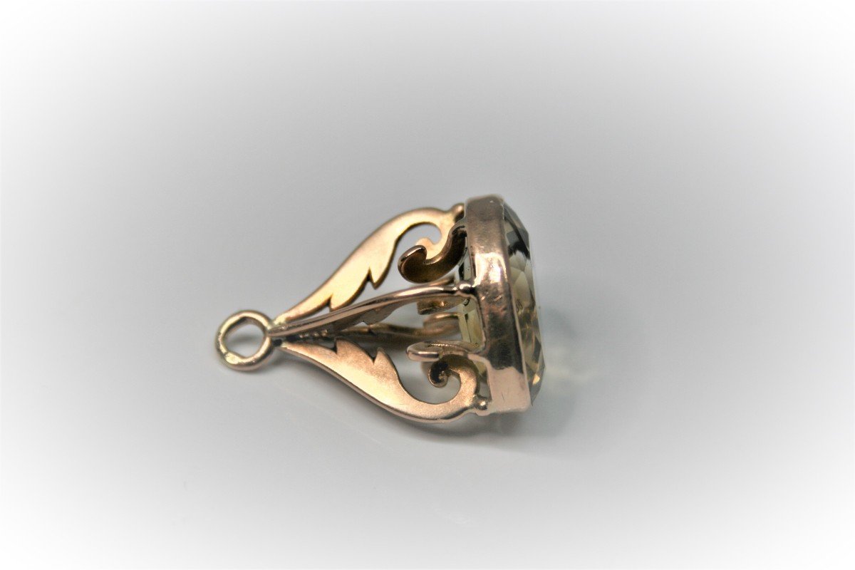 Pendentif Sceau En Or 18 Carats Et Citrine-photo-3