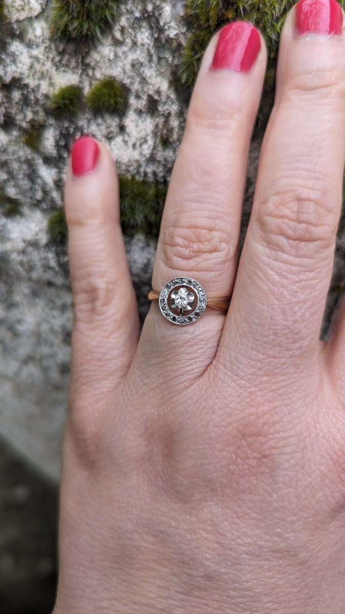 Art Deco Diamond Ring Vintage Engagement Ring-photo-2