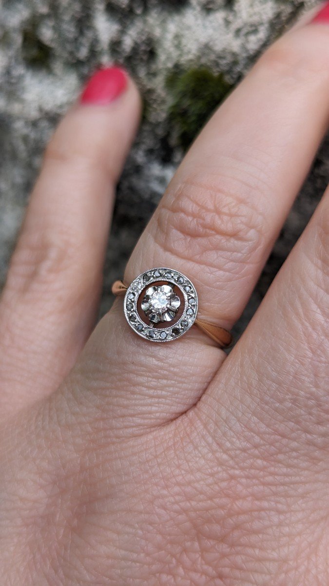 Art Deco Diamond Ring Vintage Engagement Ring-photo-3