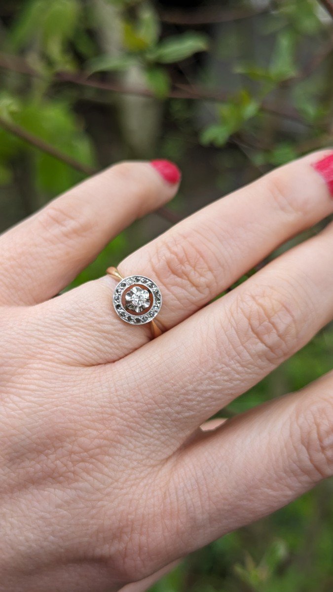 Art Deco Diamond Ring Vintage Engagement Ring-photo-4