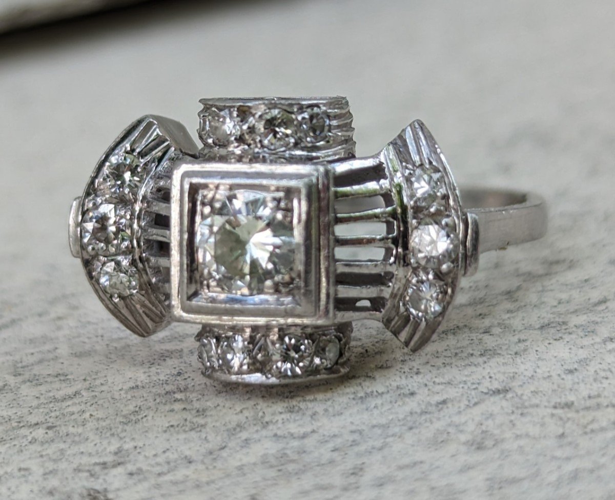 Platinum And Diamond Tank Ring-photo-1