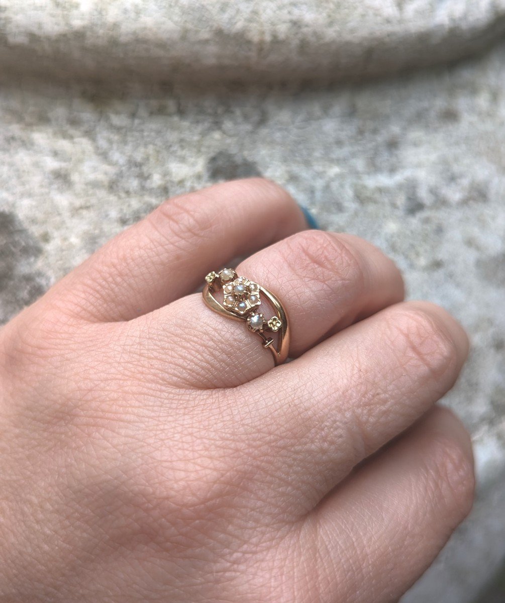 Bague Ancienne Or 18 Carats Et Perles-photo-4