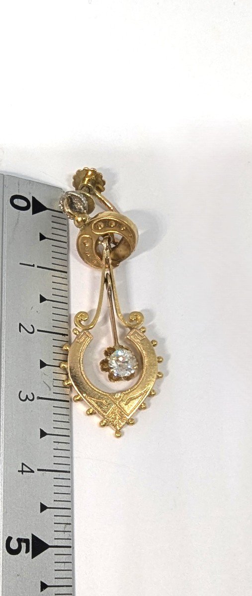 Antique 18-karat Gold And Diamond Earrings-photo-3