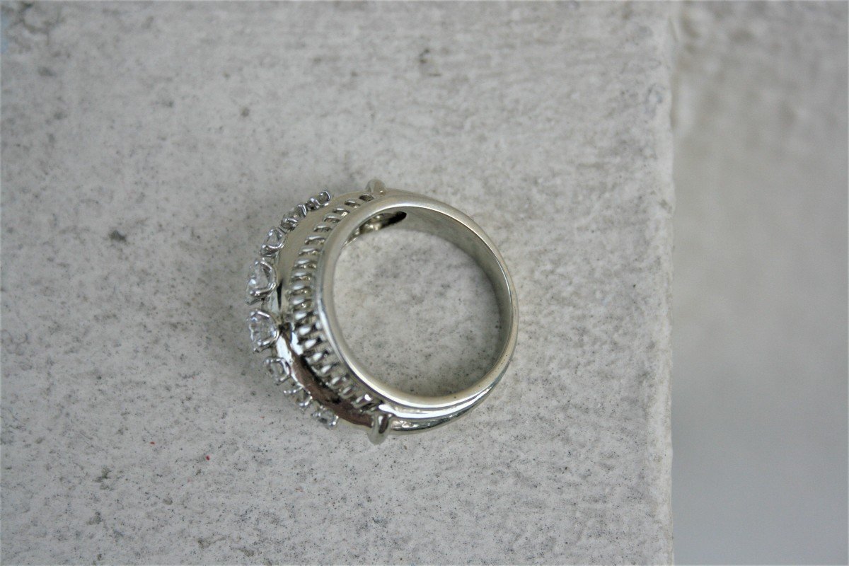 Vintage White Gold, Platinum And Diamonds Ring -photo-4