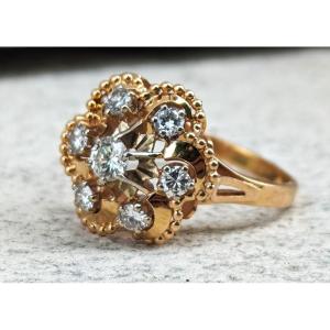 Vintage Gold And Diamond Daisy Ring