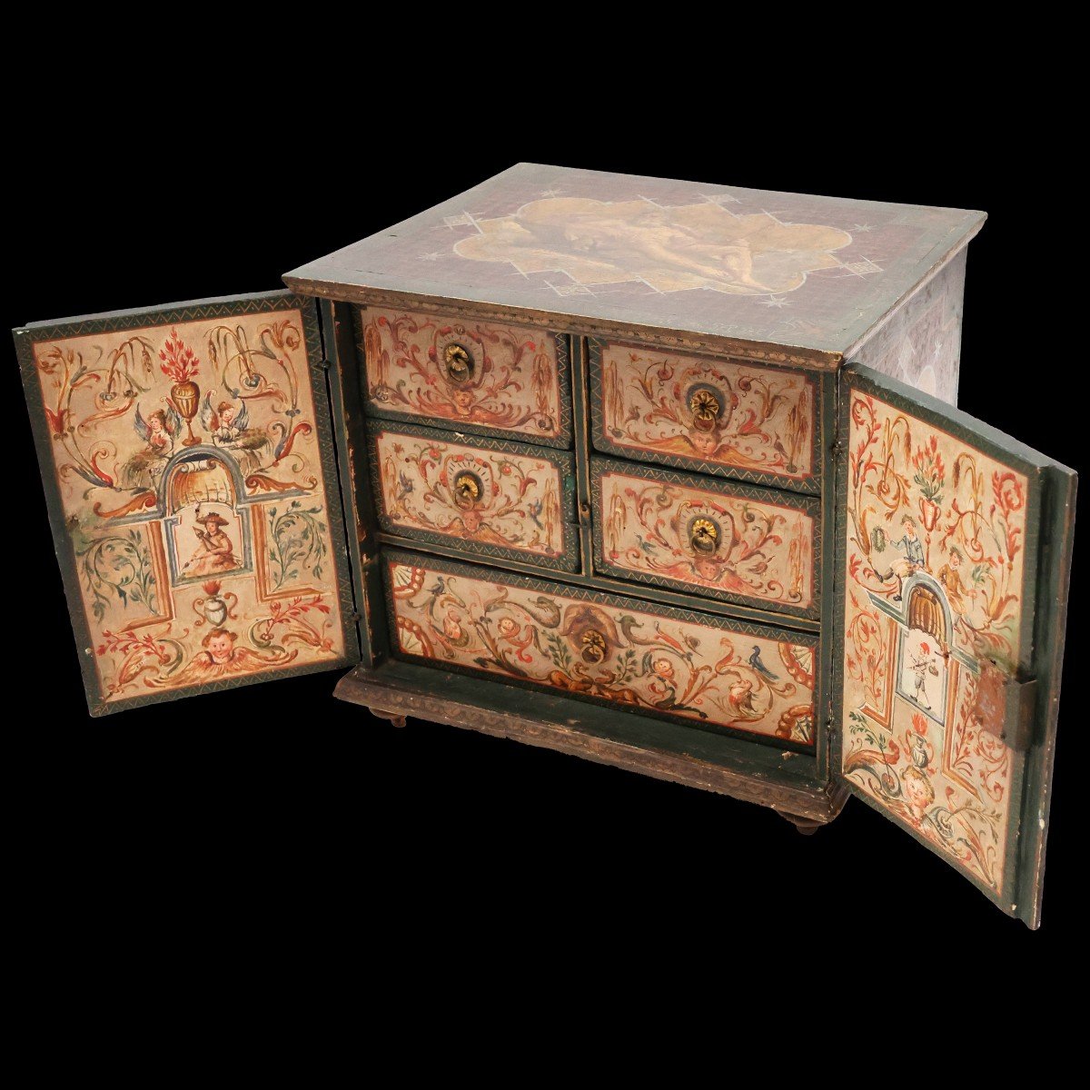 An Italian Poplar Wood Jewelry Case, 18th-19th Century