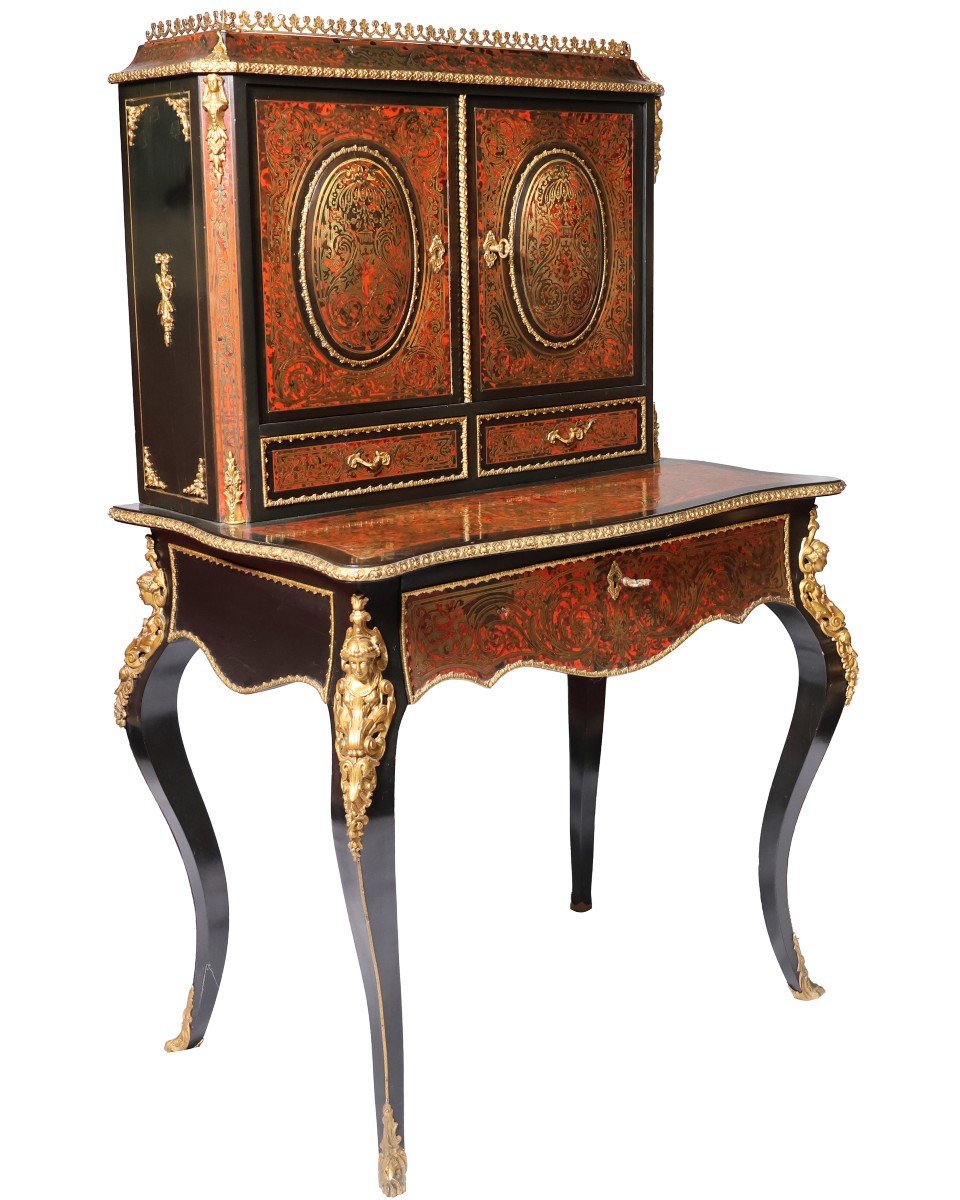 A Napoleon III ebonized wood bureau bonheur du jour, France, 19th Century-photo-2