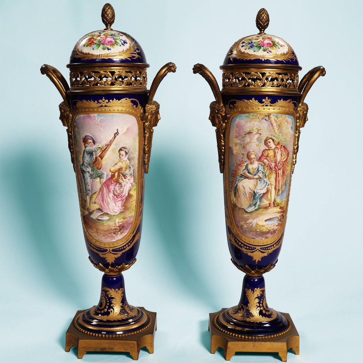 A French Pair Of Vases, Gilt-bronze Mounted. Signed Rochette. Late 19th Century