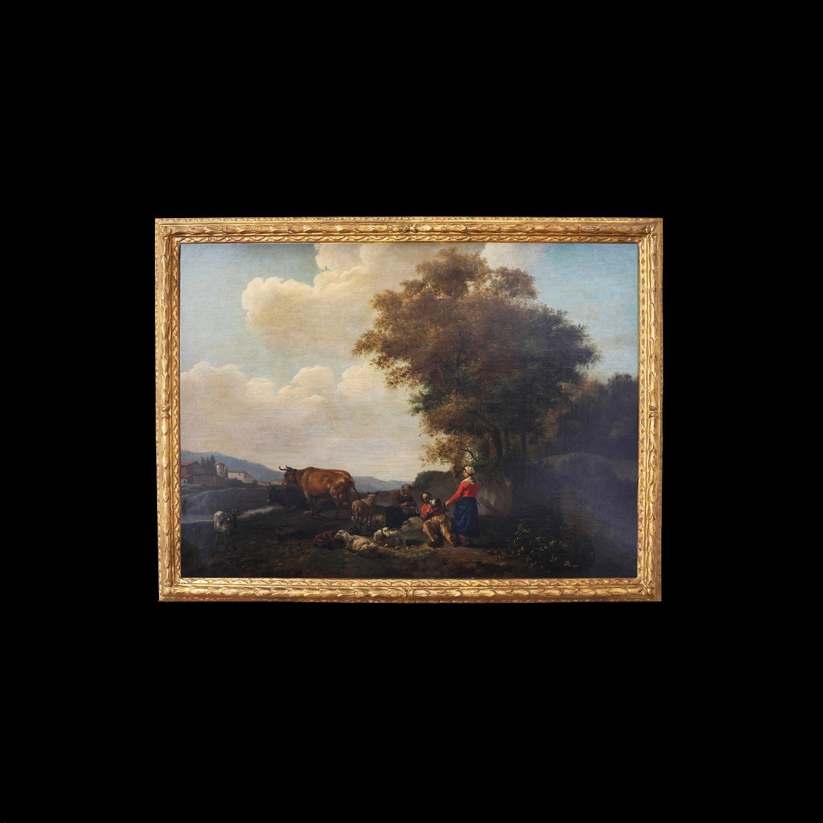 Hendrick Mommers Attr., 1620 – 1693; Pastoral Scene; Oil On Canvas-photo-4