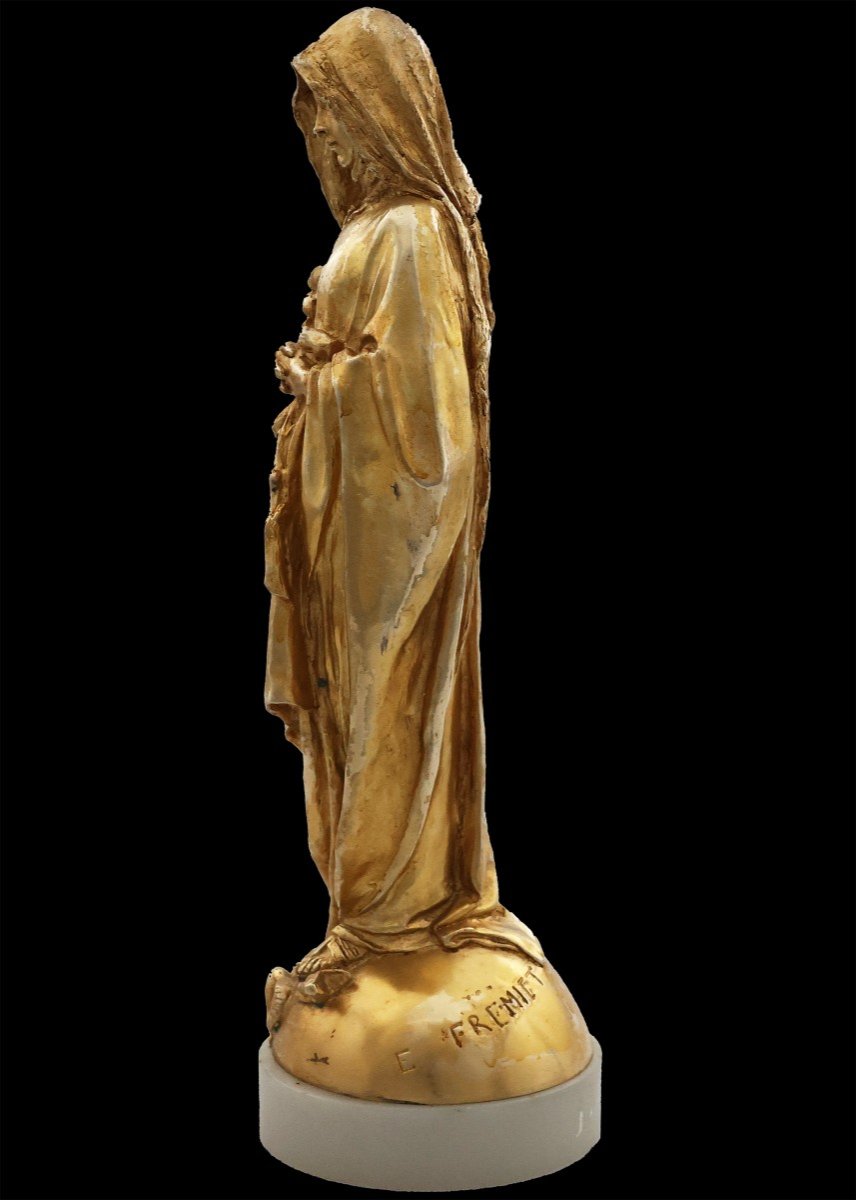 Emmanuel Fremiet; Paris, 1824 – Paris, 1910; Madonna Of The Lily; Gilt Bronze-photo-3