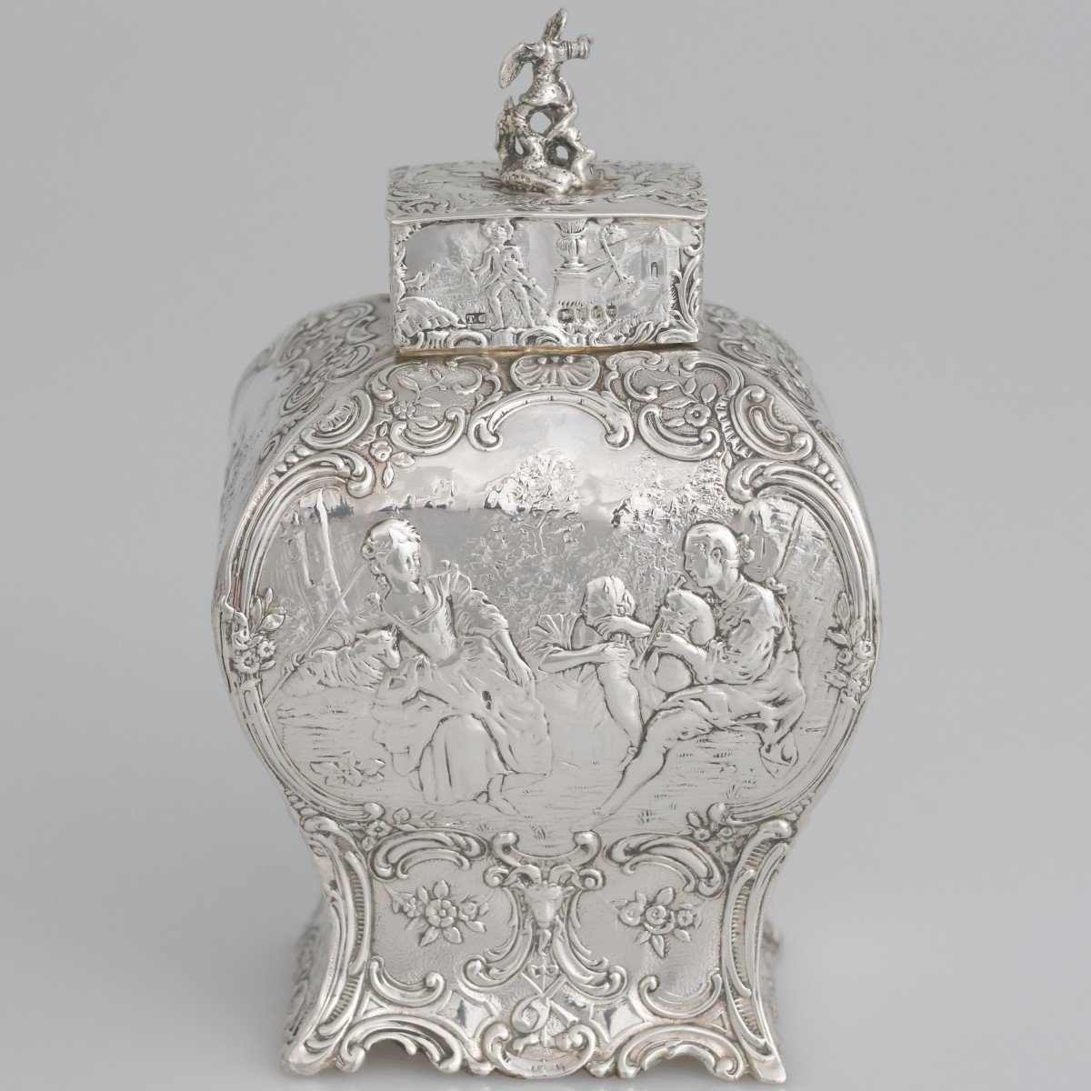 A German Silver Tea Caddy, Wolf & Knell?, English Import Hallmarks, Hanau, Late XIX Century-photo-2