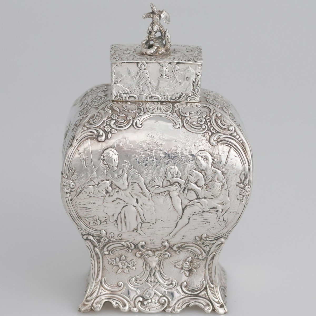 A German Silver Tea Caddy, Wolf & Knell?, English Import Hallmarks, Hanau, Late XIX Century