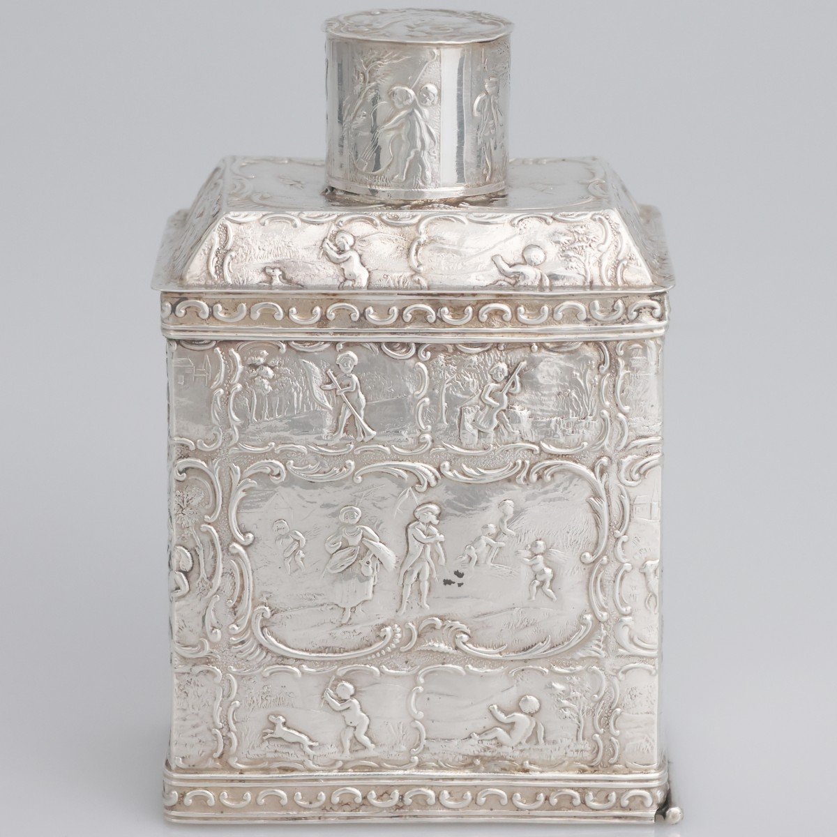 A German Silver Tea Caddy, Dingeldein?, Hanau, Late XIX Century-photo-2