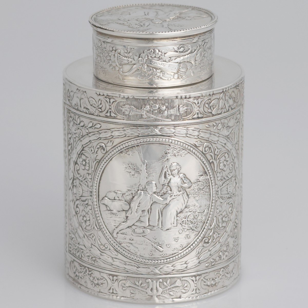 A German Silver Tea Caddy, J.d. Schleissner & Söhne, Hanau, 19th Century-photo-2