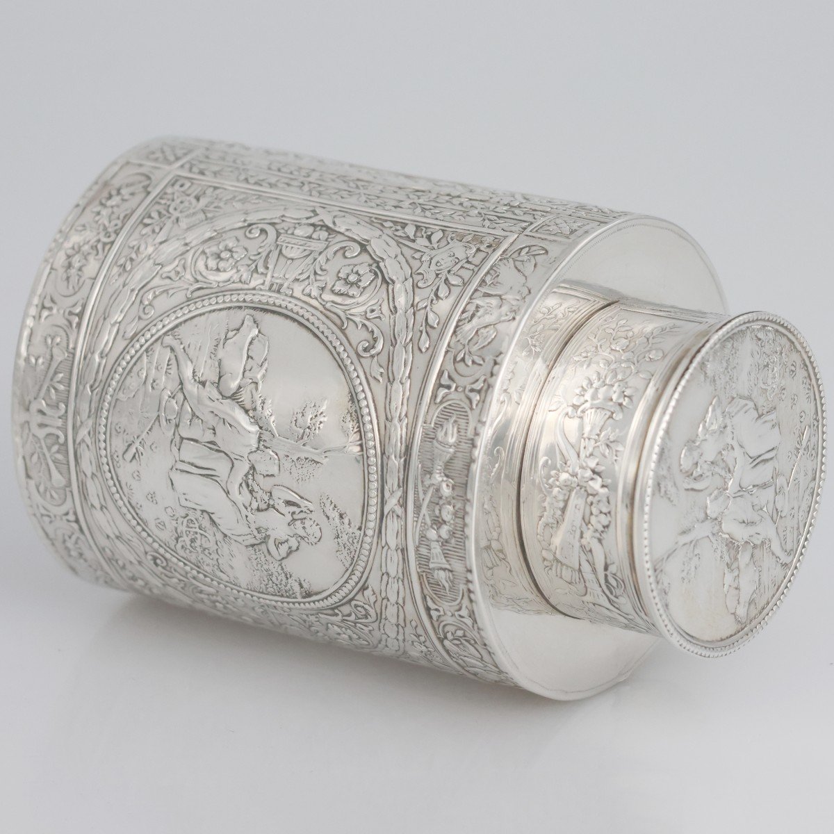 A German Silver Tea Caddy, J.d. Schleissner & Söhne, Hanau, 19th Century-photo-3