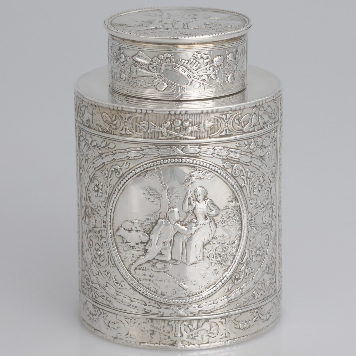 A German Silver Tea Caddy, J.d. Schleissner & Söhne, Hanau, 19th Century