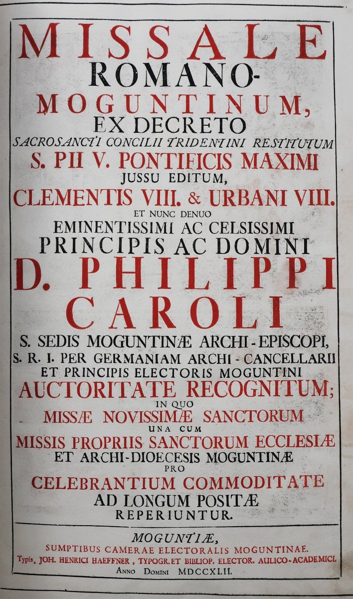 Missale Romano Moguntium, Ex Decreto Sacrosancti Concilii Tridentini Restitutum.. Anno 1742-photo-2