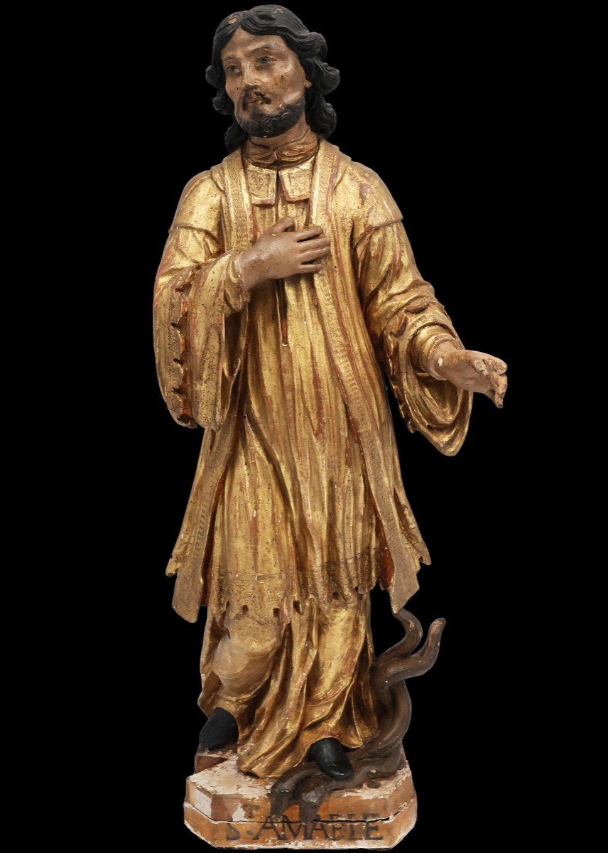 Saint Amable, Polychrome Poplar Wood, France, 18th Century