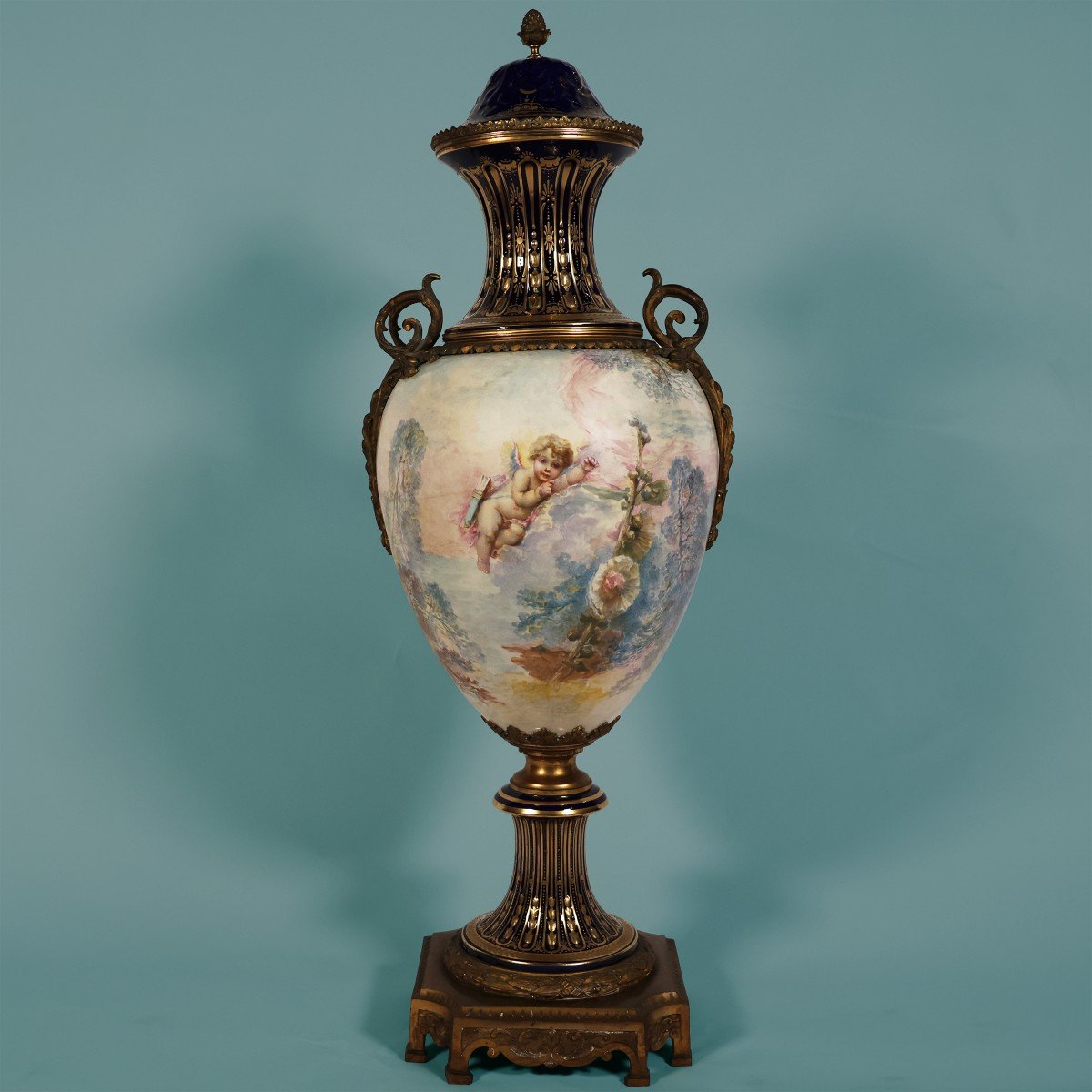 A French Large Vase In The Sèvres Style. Painted Signed F. Bellanger. Ate 19th Century-photo-3