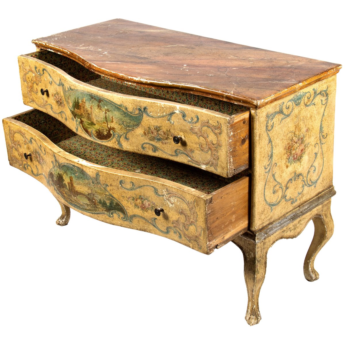 Une commode d’Italie centrale en bois laqué et peint polychrome, Marches, XVIIIe siècle-photo-4
