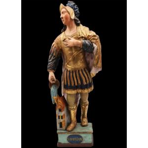 Saint Florian, Polychrome Poplar Wood, Central Europe, 18th Century