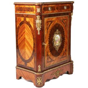 A French Rosewood Sideboard, Porcelain Plaques With Gilt Bronze Fittings, Late 19th Century