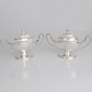 A Pair Of George III Sterling Silver Sugar Bowls And Covers, Thomas Chawner, London, 1783