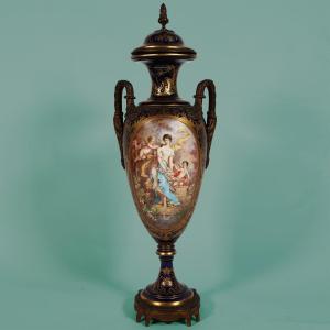 A French Vase In The Sèvres Style. Painted Signed Poitevin. Late 19th Century