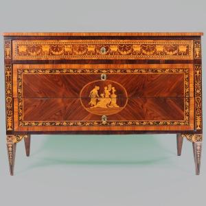 An Italian Chest Of Drawers Veneered And  Inlaid With Various Woods, Lombardy, Ate 18th Century