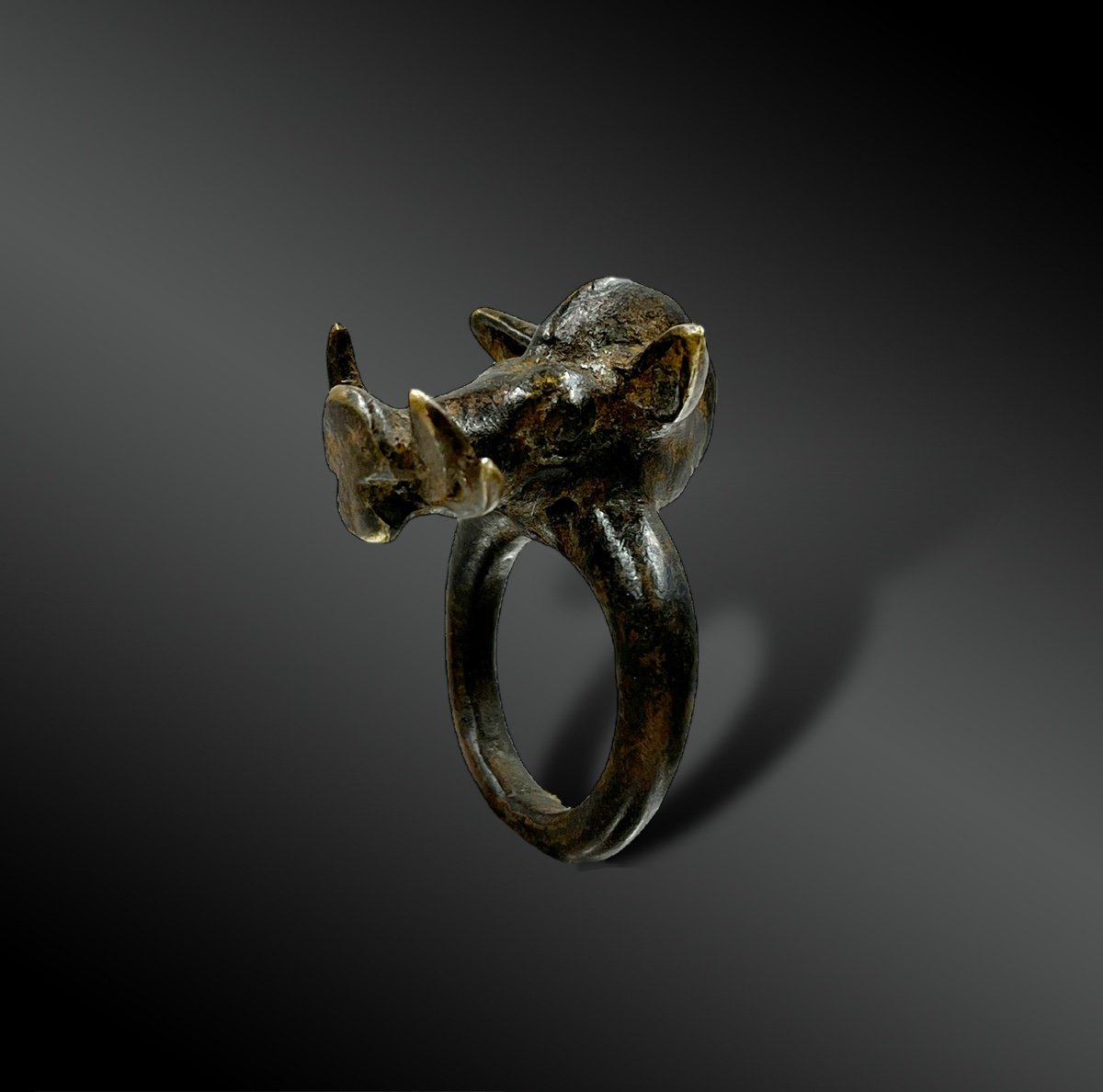 Ring Representing A Warthog Head - Akan Culture, Ghana And Ivory Coast - 19th Century-photo-2