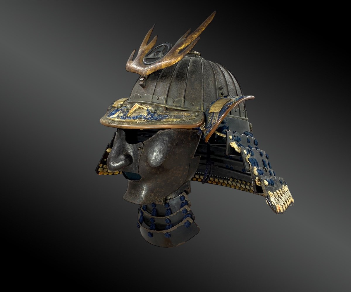 Ensemble Casque De Guerre: Kabuto Avec Mempo Et Maedaté, Japon. époque Momoyama (1573 – 1603)-photo-4