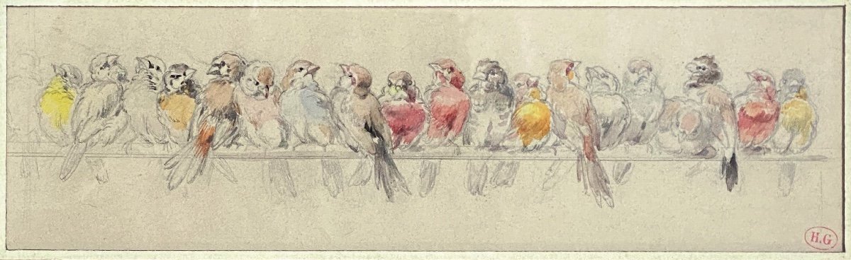 Hector Giacomelli (1822-1904) - Les Oiseaux, étude Préparatoire