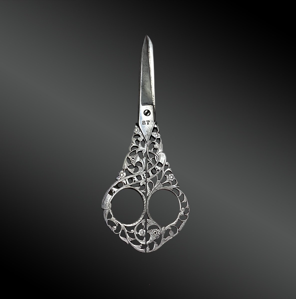Pair Of Openwork Steel Scissors Late 19th Century