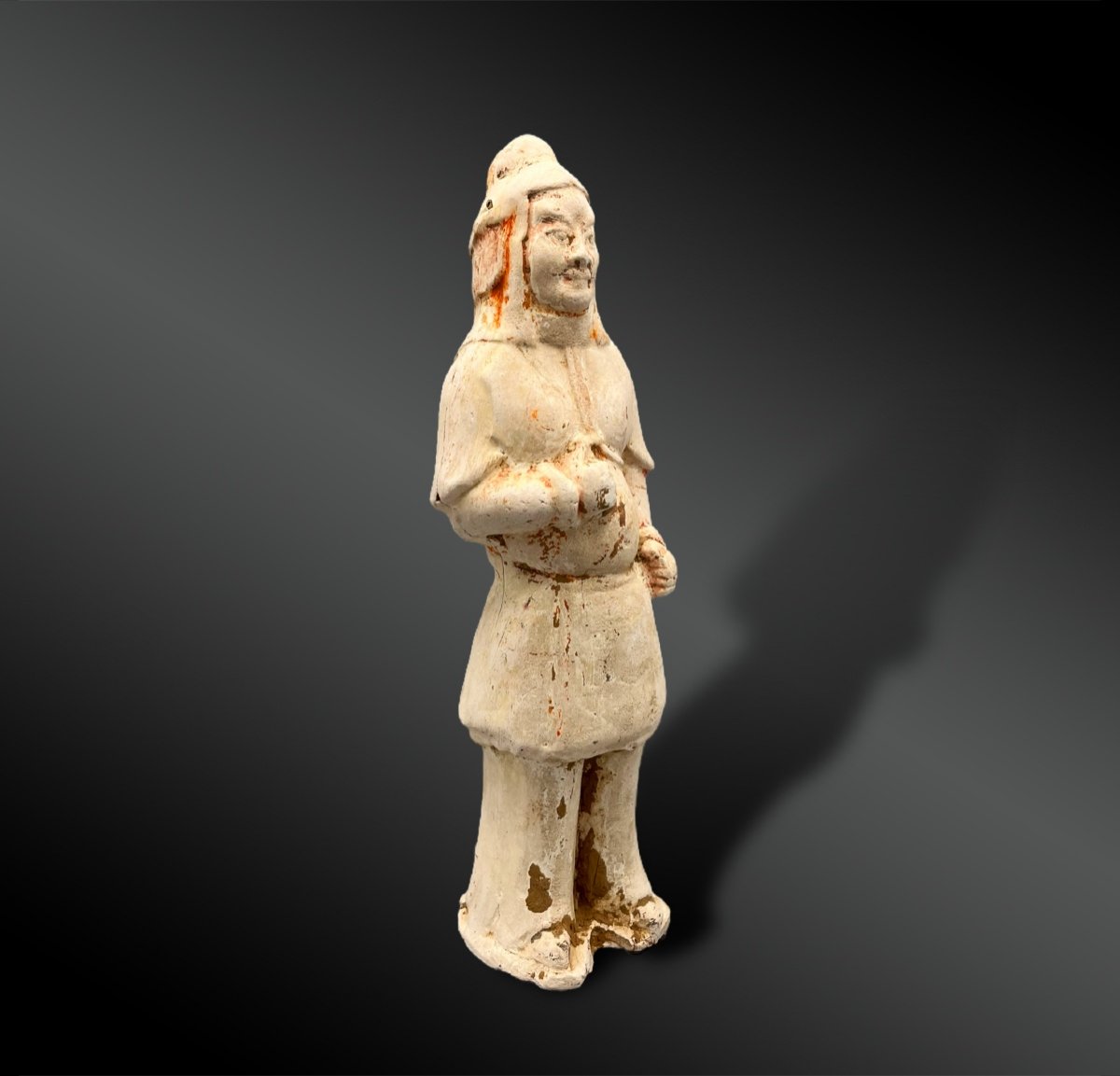 Statuette Of An Infantryman Soldier Carrying Standard - China - Wei Dynasty? -photo-3