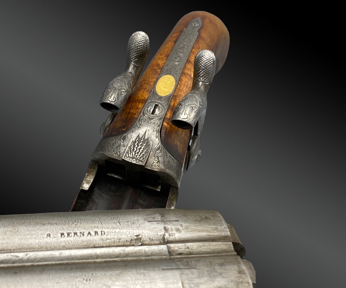 Double Percussion Pistol, Signed Peyret In Lyon - France - 19th Century-photo-1