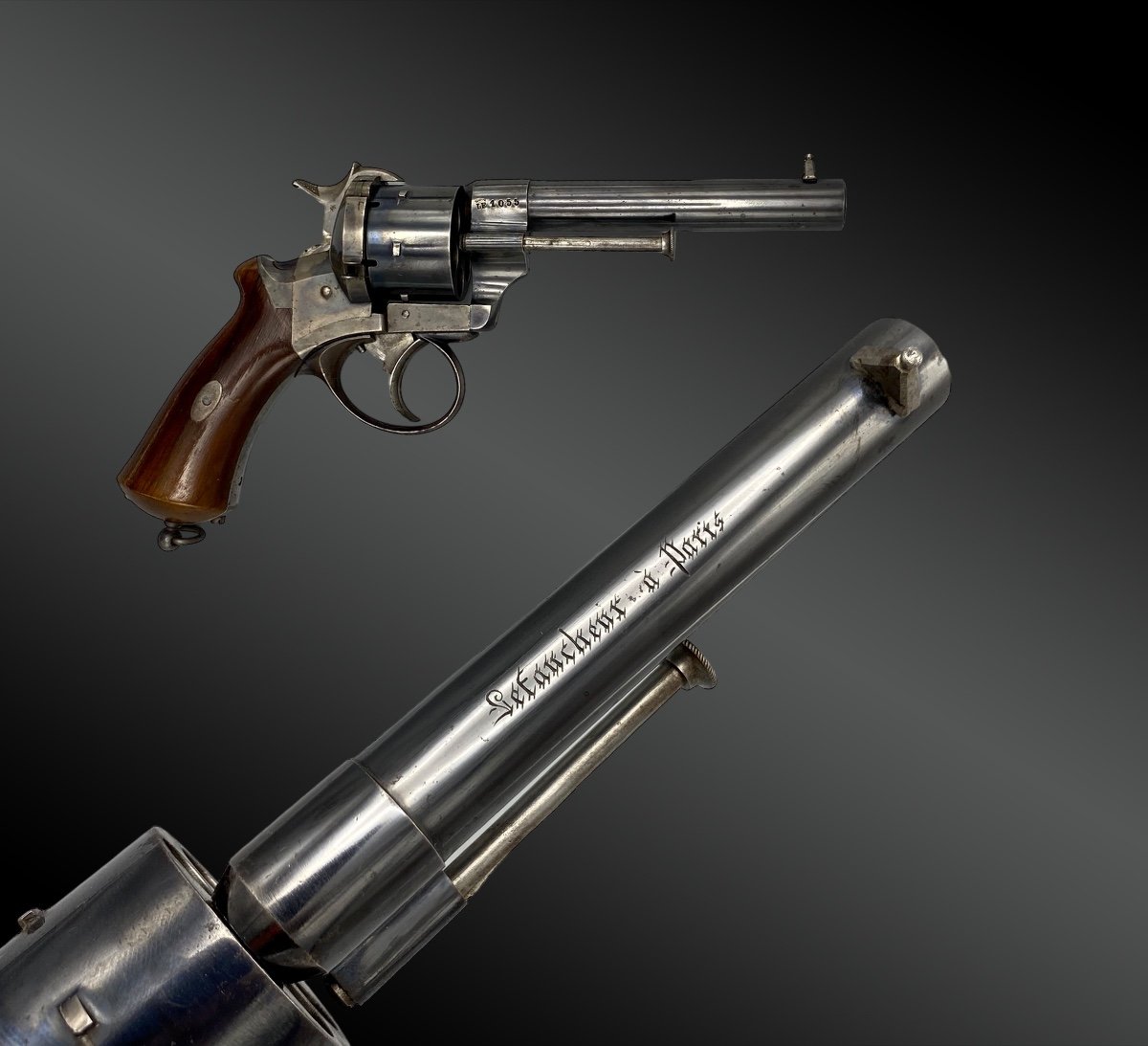 Proantic: Eugène Lefaucheux Model 1862 Triple Action Revolver Box. Fr