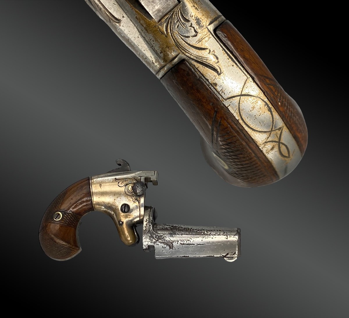 Pistolet Derringer, National Arms N°2, Gravé D’usine, Argent.    Etats-unis à Partir De 1870-photo-2