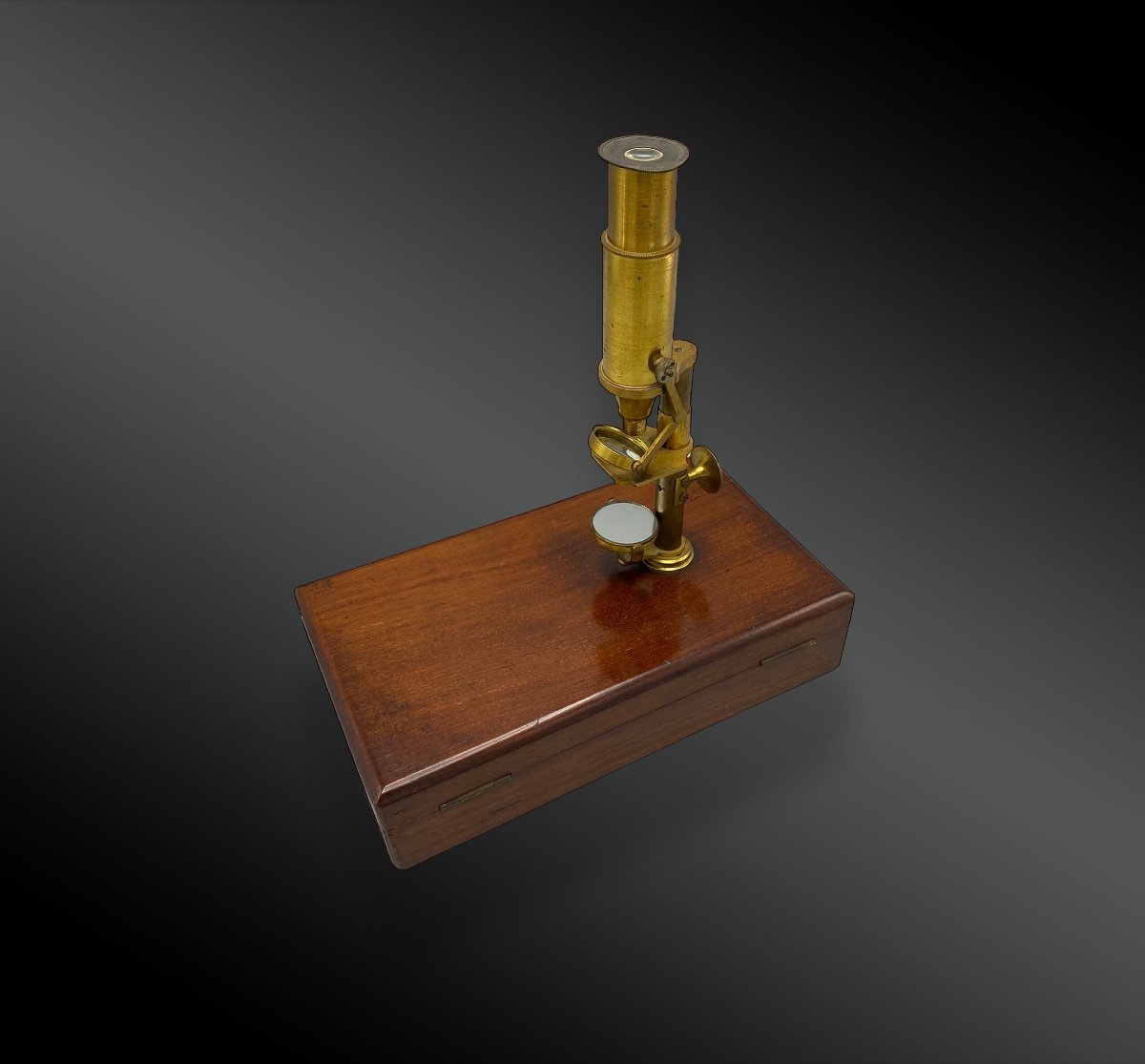 Microscope Achromatique De Voyage, En Coffret Support. France Vers 1900.-photo-3