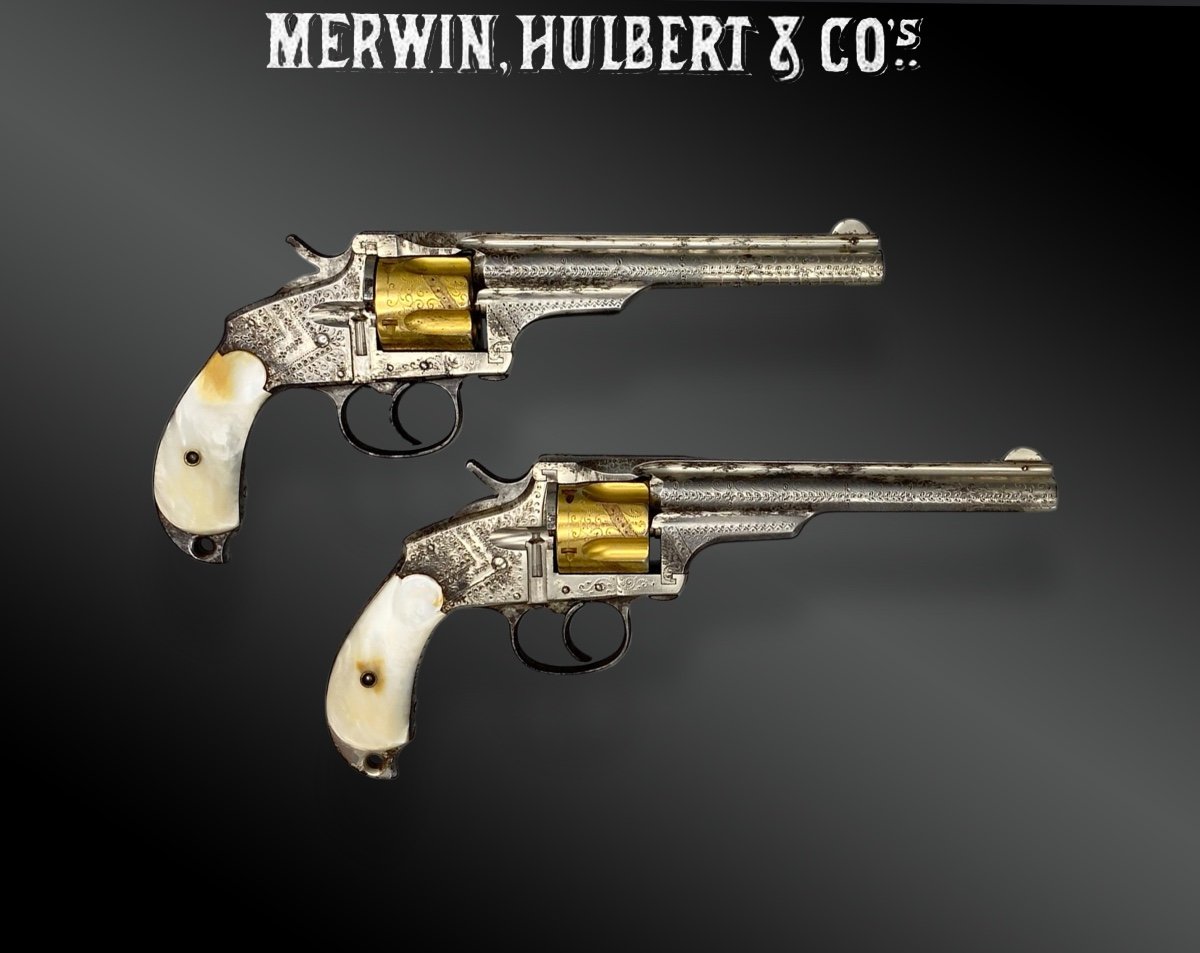 Pair Of Merwin Hulbert Revolvers, Engraved And Gilded From The Factory. Boxed. United States – 19th Century-photo-2