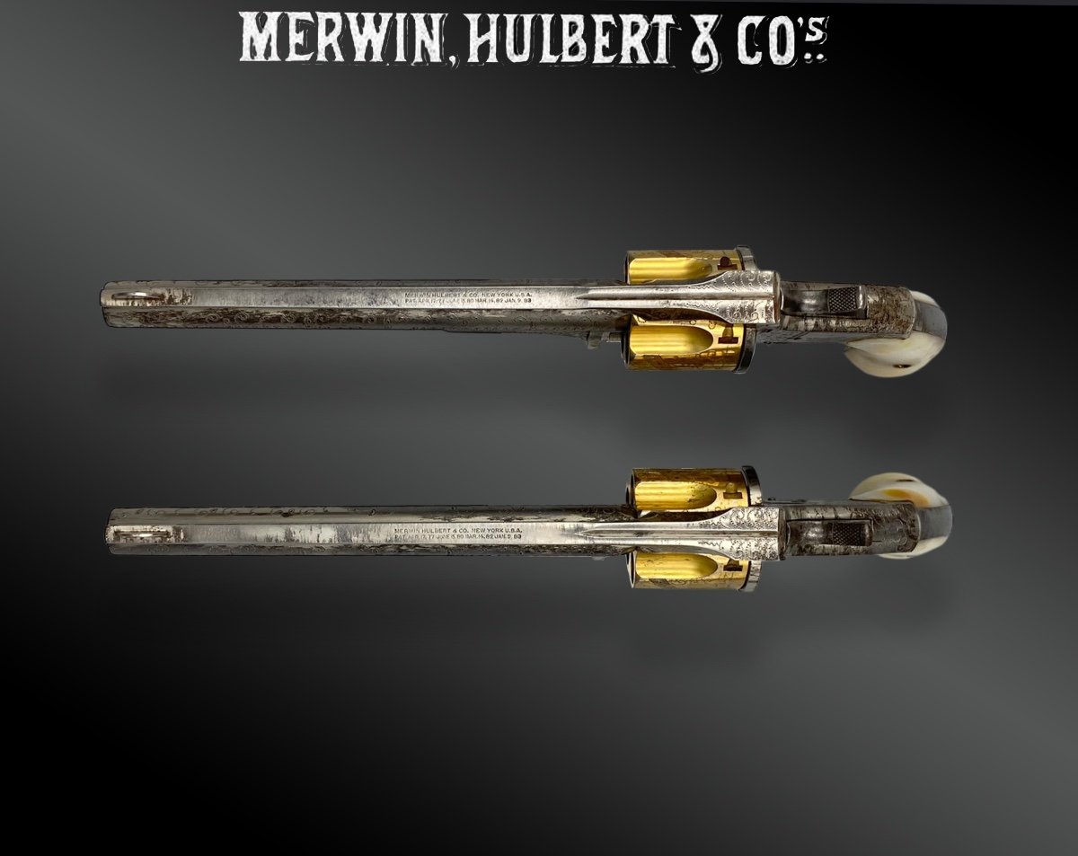 Pair Of Merwin Hulbert Revolvers, Engraved And Gilded From The Factory. Boxed. United States – 19th Century-photo-4