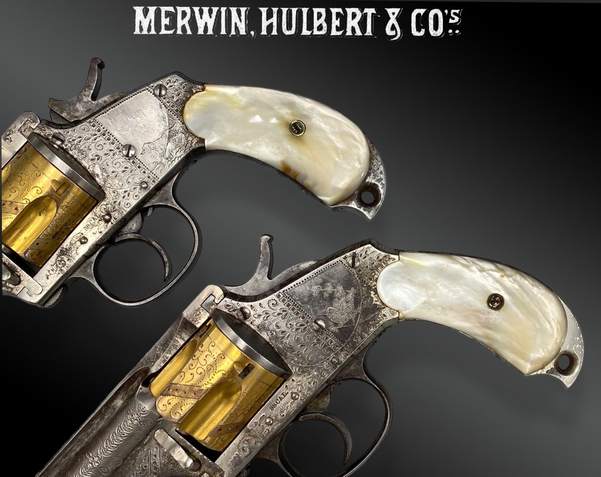 Pair Of Merwin Hulbert Revolvers, Engraved And Gilded From The Factory. Boxed. United States – 19th Century-photo-1